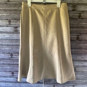 Elie Women's Faux-Suede Skirt Size 12 Light Beige‎ Back Zipper Midi NWT
